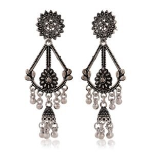 Women's Handmade Traditional Jhumki With Moon Chandbali Design Ethnic Wedding Wear Earrings For Women